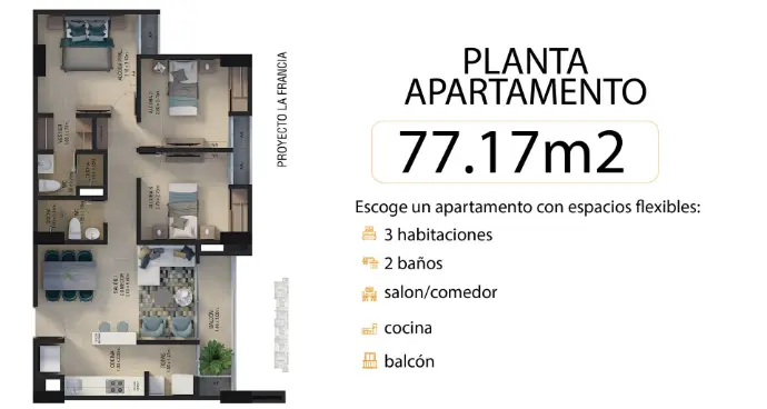 Plano Bloque 2 - 77.17 m²