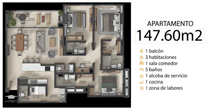 Plano Apartamento 165.60m²